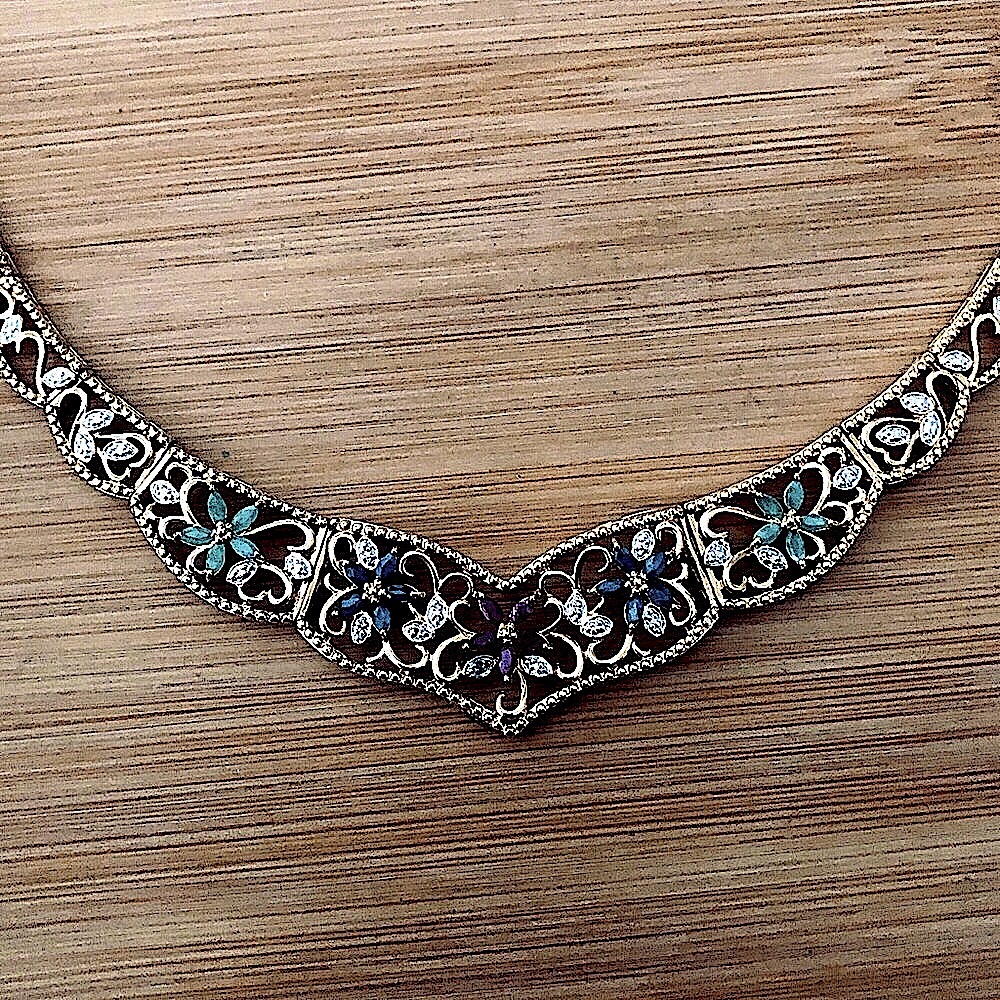 $152 Designer Vermeil Sterling Estate Necklace Designer Mark 925 CHINA - Picture 1 of 9